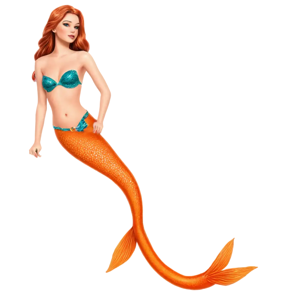 Mermaid-Hot-Orange-PNG-Image-Captivating-Fantasy-Illustration