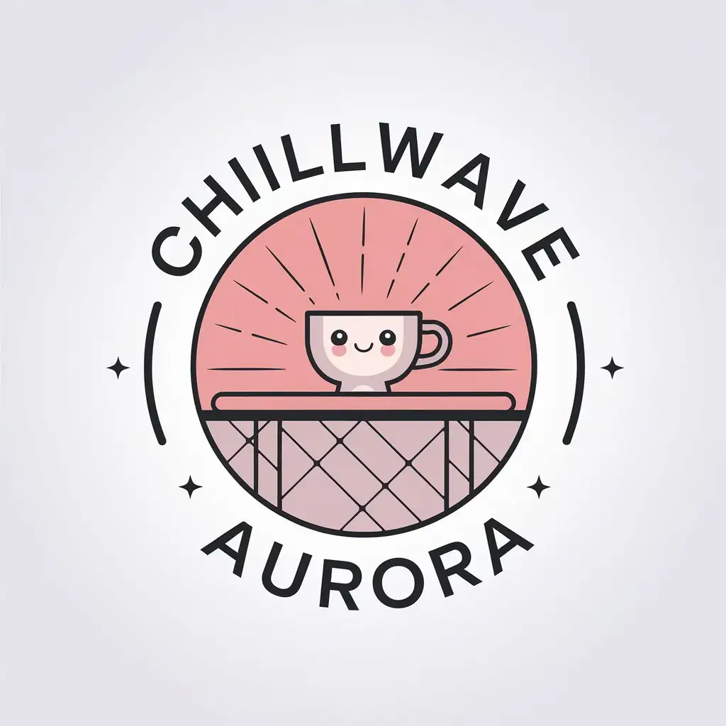 LOGO Design for Chillwave Aurora Kawaii Teacup on Table in Lofi Style Minimalistic for Internet Industry