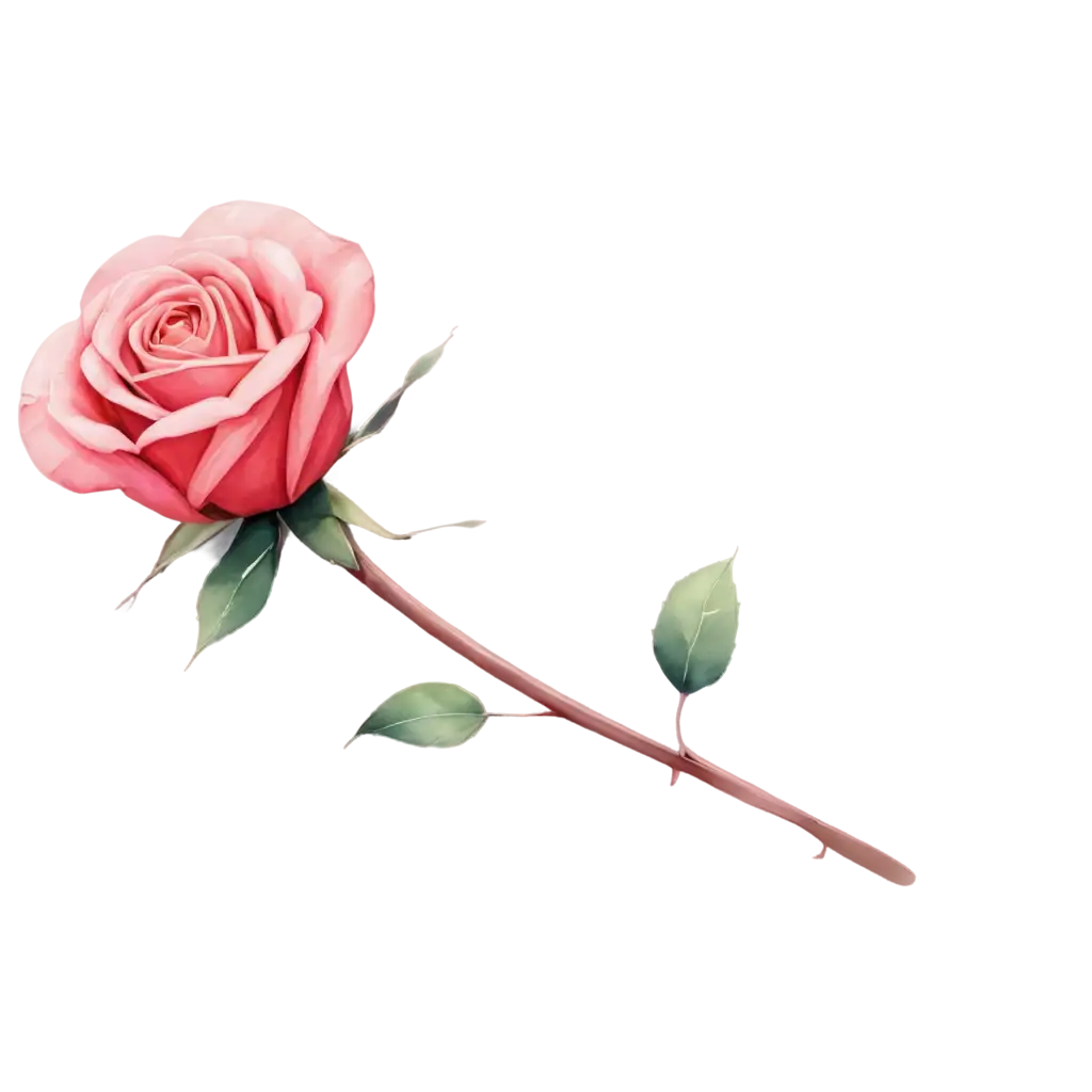 A beautifully stylized rose art flower, isolated on a transparent background. The rose features elegant, flowing petals with intricate details, soft shading, and a vibrant color palette. The design can be realistic, watercolor, or digital illustration style, with a delicate and artistic touch.