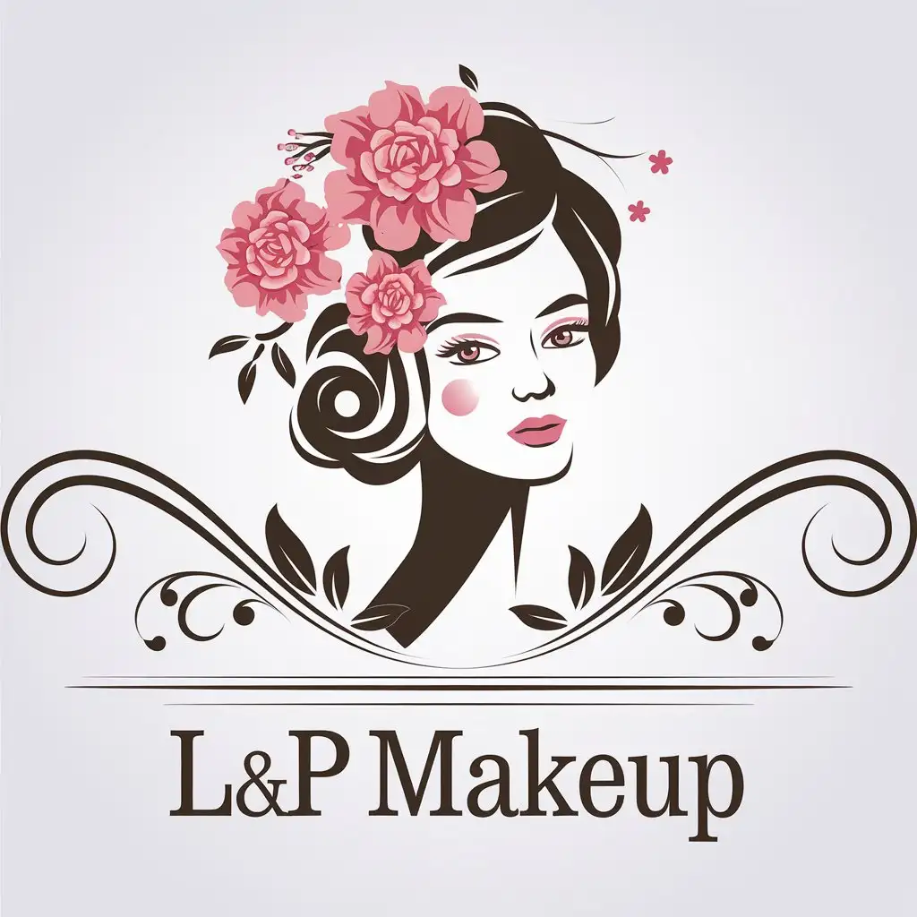 a vector logo design,with the text "L&P Makeup", main symbol:flowers/beautiful woman,Moderate,be used in Beauty Spa industry,clear background