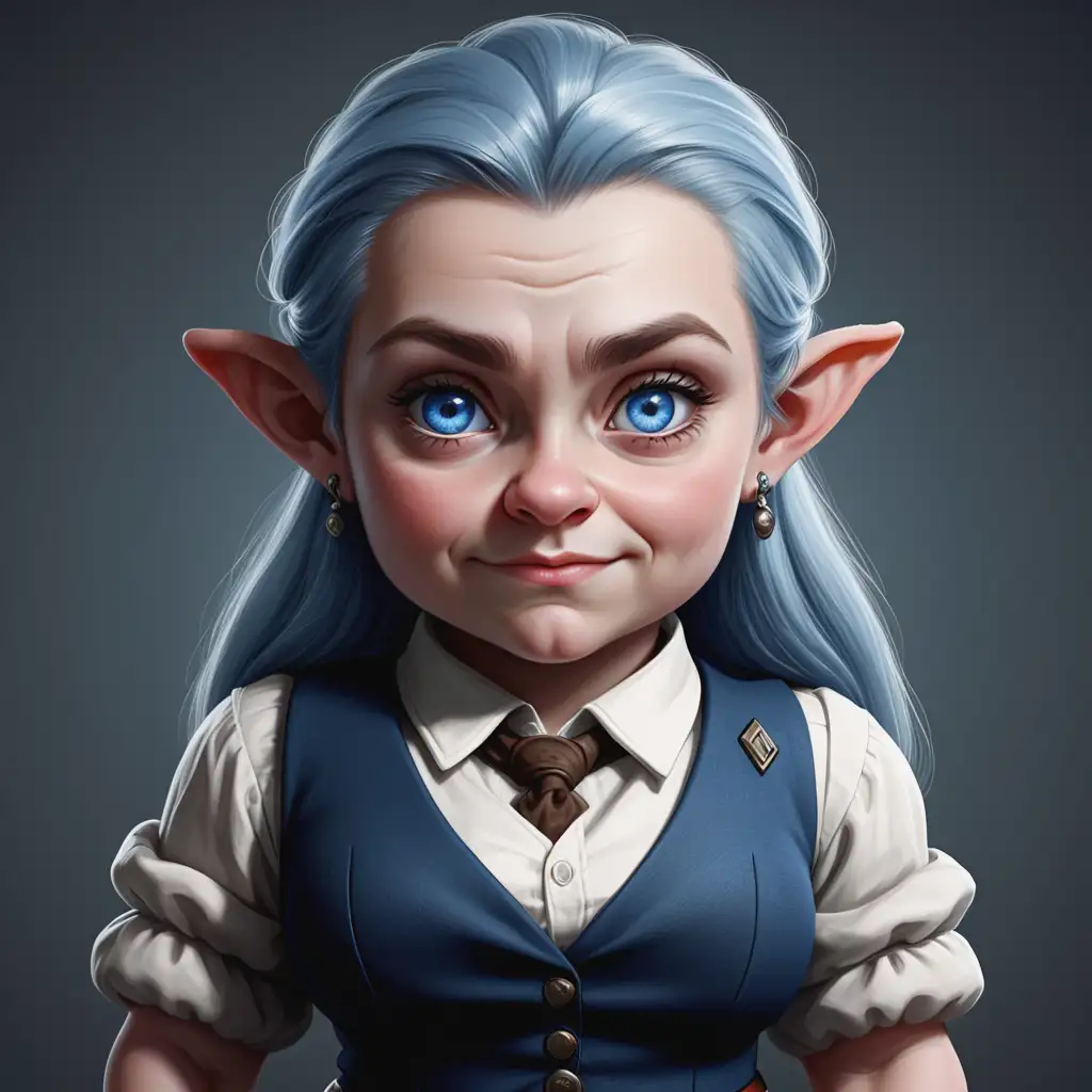 Female Dwarf Bank Manager with Blue Eyes and Elegant Attire