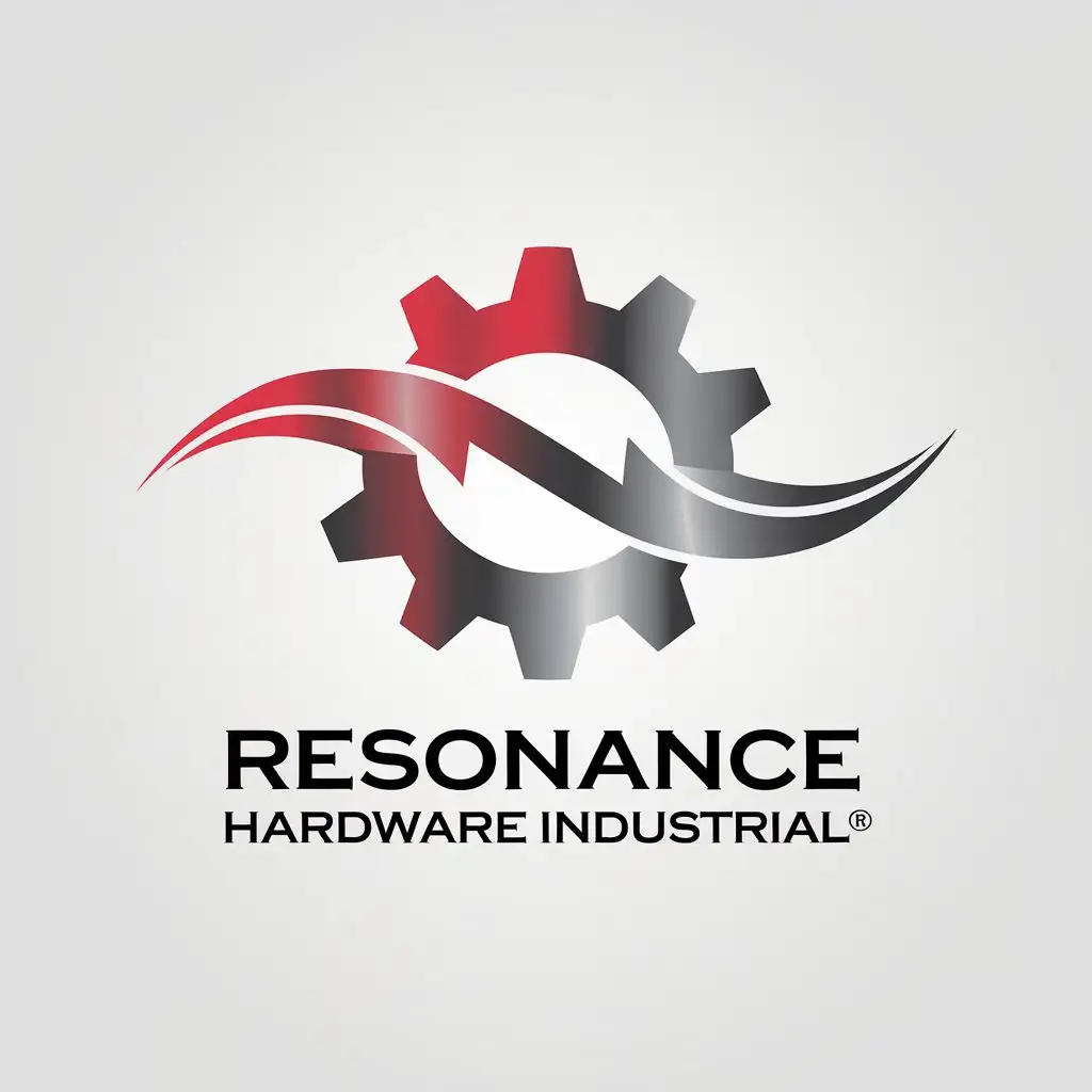 LOGO Design for Resonance Hardware Industrial 3D Gear Wave with Iron Red Stainless Steel Gray Theme