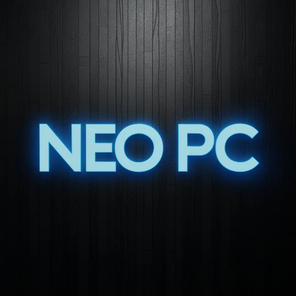 "Neo PC" – логотип, написанный синим цветом на черном фоне.