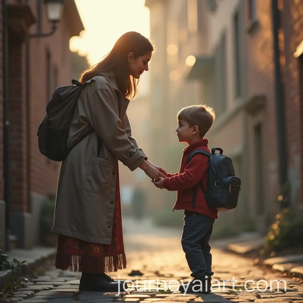 Young-Student-Heading-to-School-Before-His-Mother-Dresses-Him-Up-and-Says-Goodbye