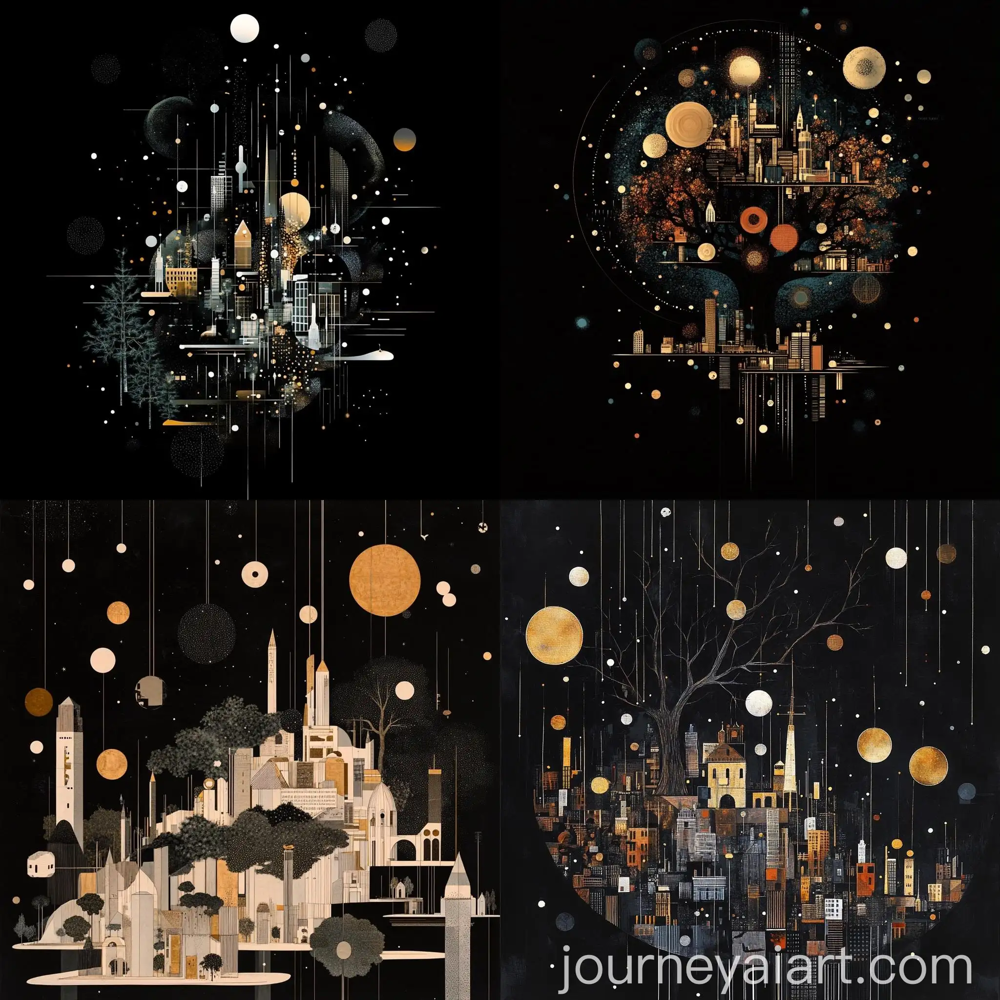 Surreal-Cosmos-Cityscape-Art-with-Geometric-Circles-and-Whimsical-Urban-Elements