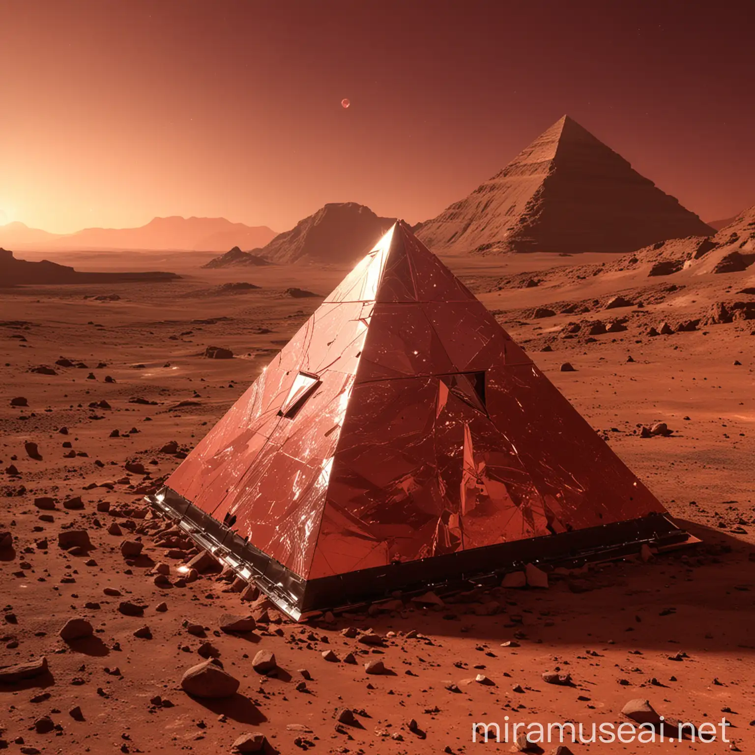 Majestic RubyRed Pyramid on Mars with Diamond Apex