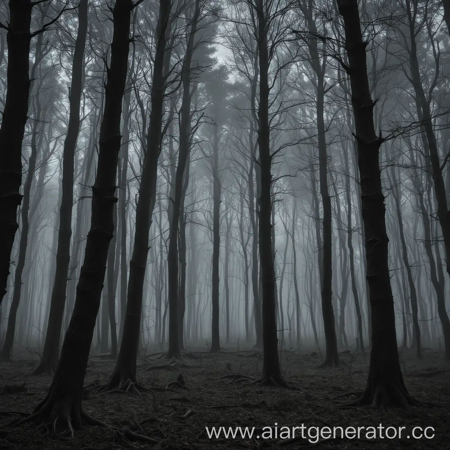 Dark-Forest-with-Sentinel-Trees-at-Night