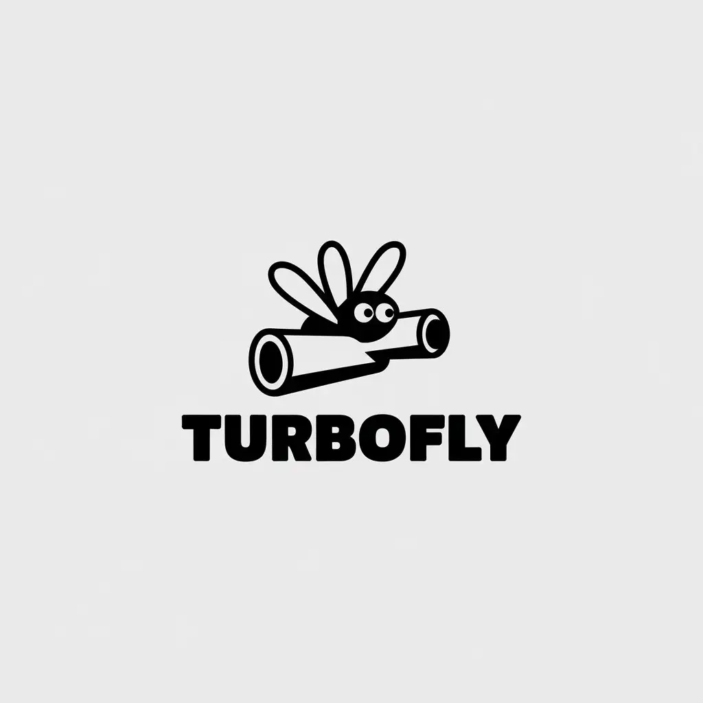 LOGO Design for TurboFly Cartoon Fly and Turbocharger Symbol with Minimalistic Style