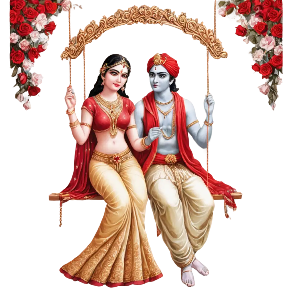 Divine-Love-in-PNG-Radha-and-Krishna-Seated-on-a-Swing-A-Romantic-and-Celestial-Artwork-in-PNG-Format