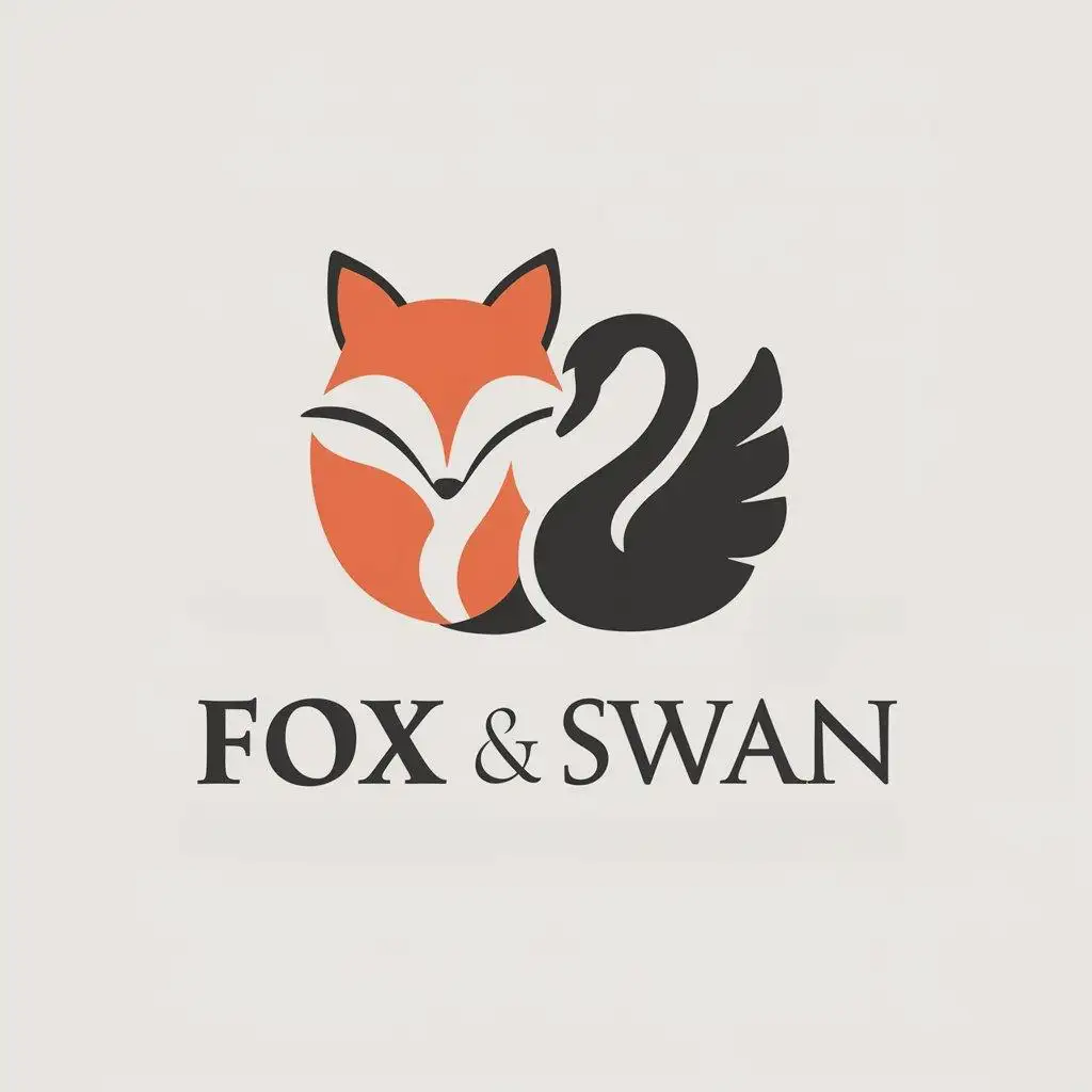 a vector logo design,with the text "Fox & Swan", main symbol:volpe/cigno,Moderate,be used in Home Family industry,clear background