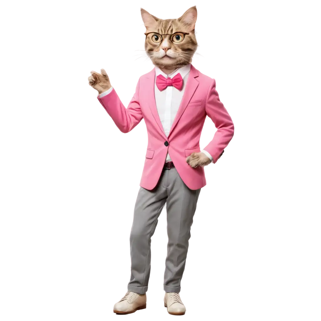 Hipster-Cat-with-Pink-Suit-PNG-Image-Stylish-Feline-Character-Illustration