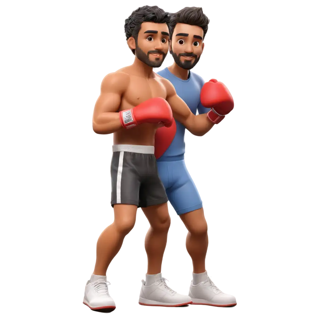 Dynamic-3D-Drawing-Man-Training-Boxing-with-Friend-in-PNG-Format