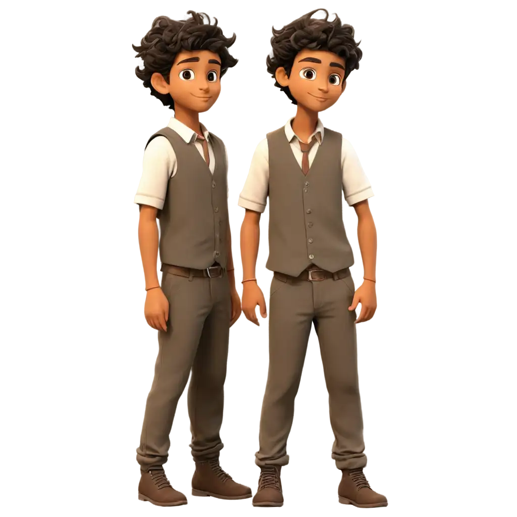 Generate a 2D character design of a Yemeni boy, shown from multiple angles (front, front-left, side, back-left, and back).