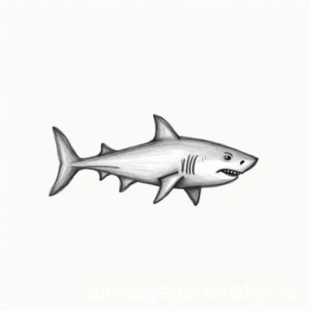 Minimalistic-3D-Shark-Illustration-with-Deformed-Horizontal-Lines