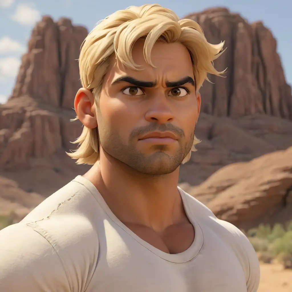 3D-Cartoon-Hybrid-Character-with-Muscular-Build-in-Desert-Landscape