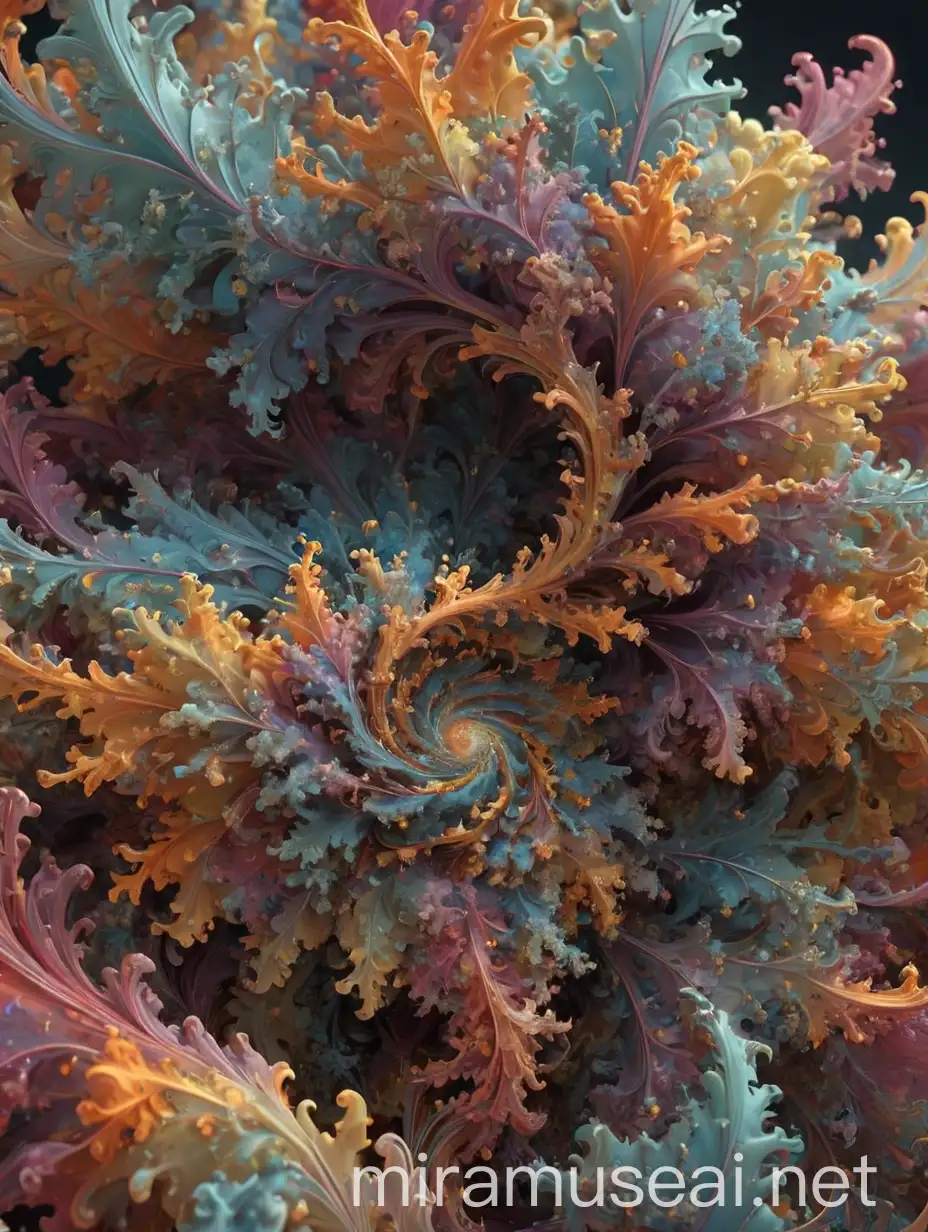 Vibrant Mandelbrot Fractal with Botanical Elements in High Resolution