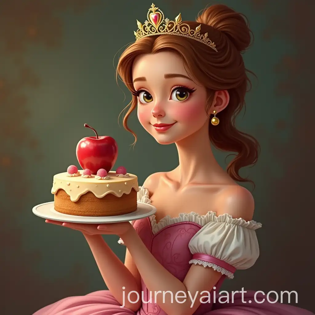 Princess-Holding-Cake-with-Apple-Fantasy-Portrait