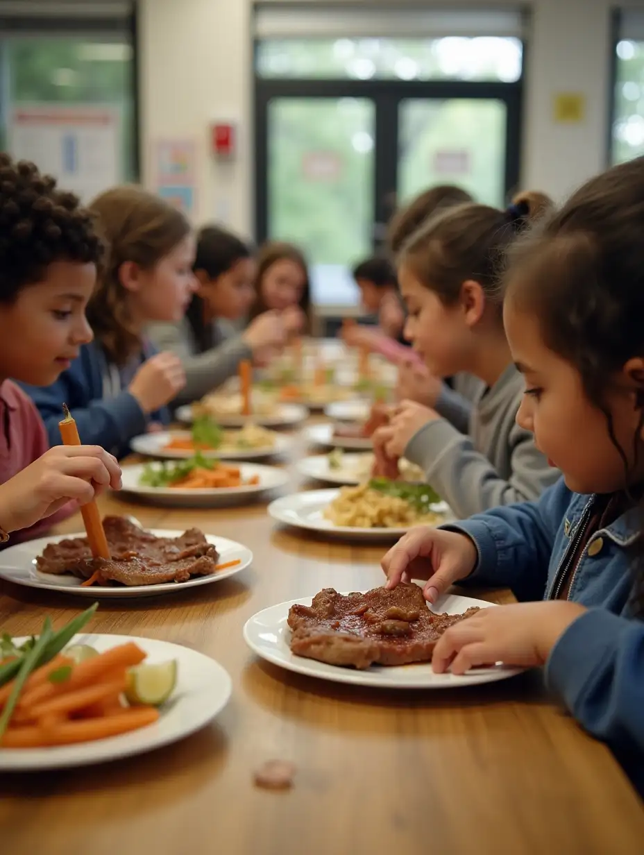 Elementary-School-Students-Enjoying-Lunch-at-the-Cafeteria