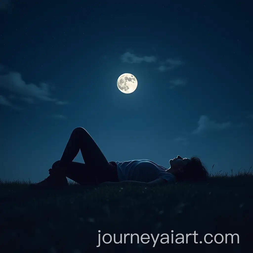 Person-Lying-Down-Under-a-Starry-Night-Sky-with-the-Moon-in-the-Distance