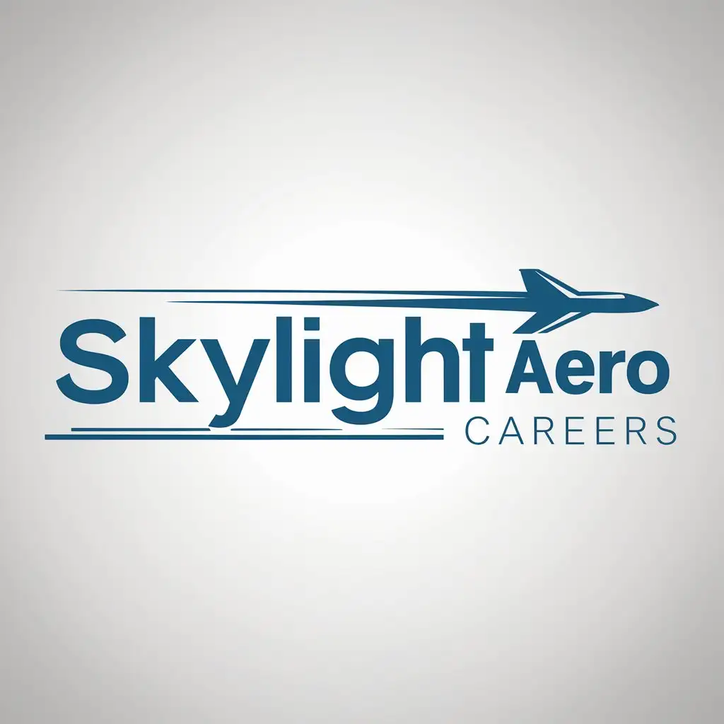 a logo design,with the text "SKYLIGHT AERO CAREERS", main symbol:airplane,Moderate,be used in civil aviation industry,clear background