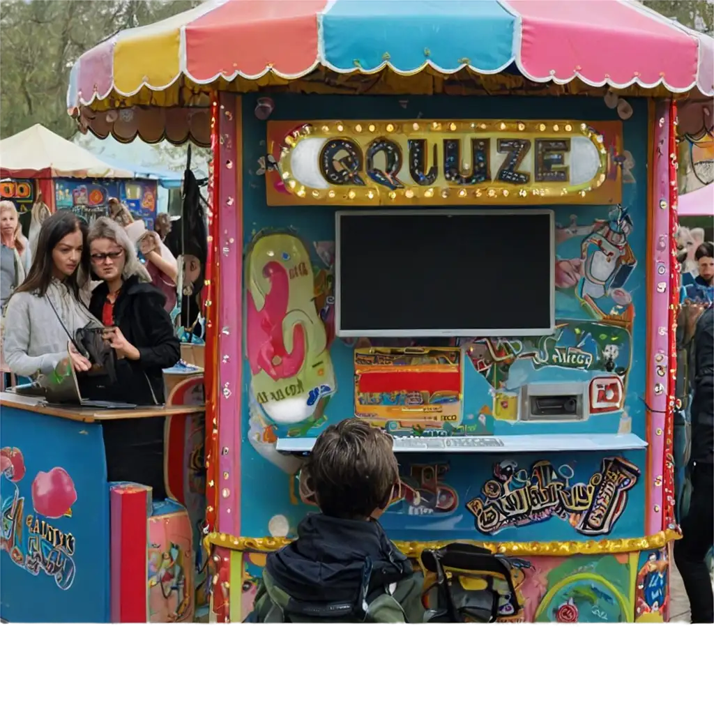 PNG-Image-of-a-Funfair-Stall-with-Laptop-for-Quiz-Game-Clear-HighQuality-Visuals-for-Online-Use