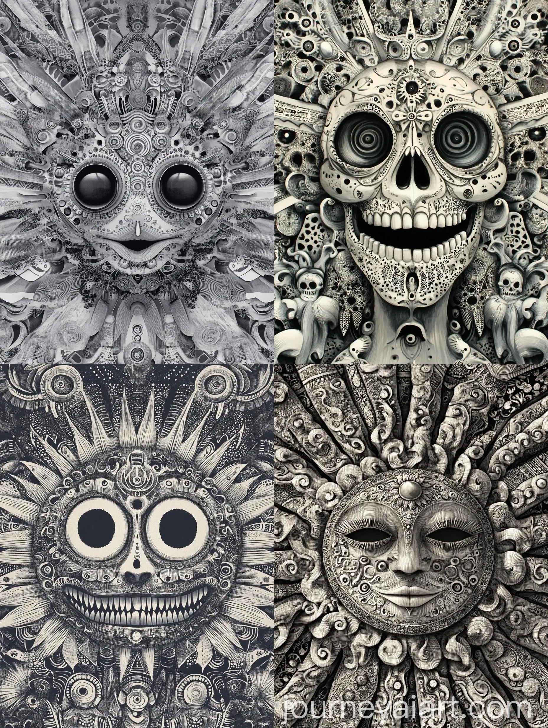 Elaborate-Grey-Alebrijes-Sun-Artwork