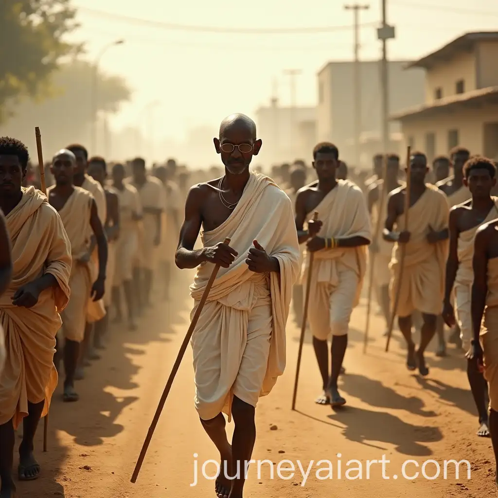 Mahatma-Gandhi-Leading-Peaceful-March-Through-Indian-Villages-in-the-1930s
