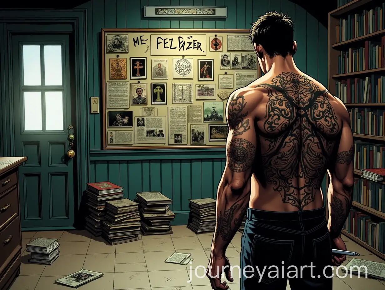 Occult-Detective-with-Investigation-Board-and-Religious-Symbols