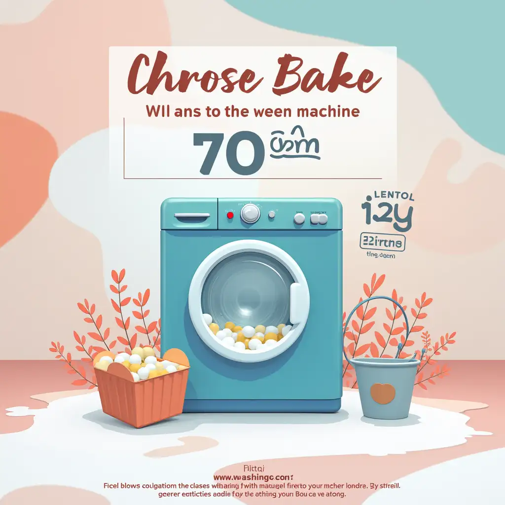 A promotional flyer with a colored background for a washing machine