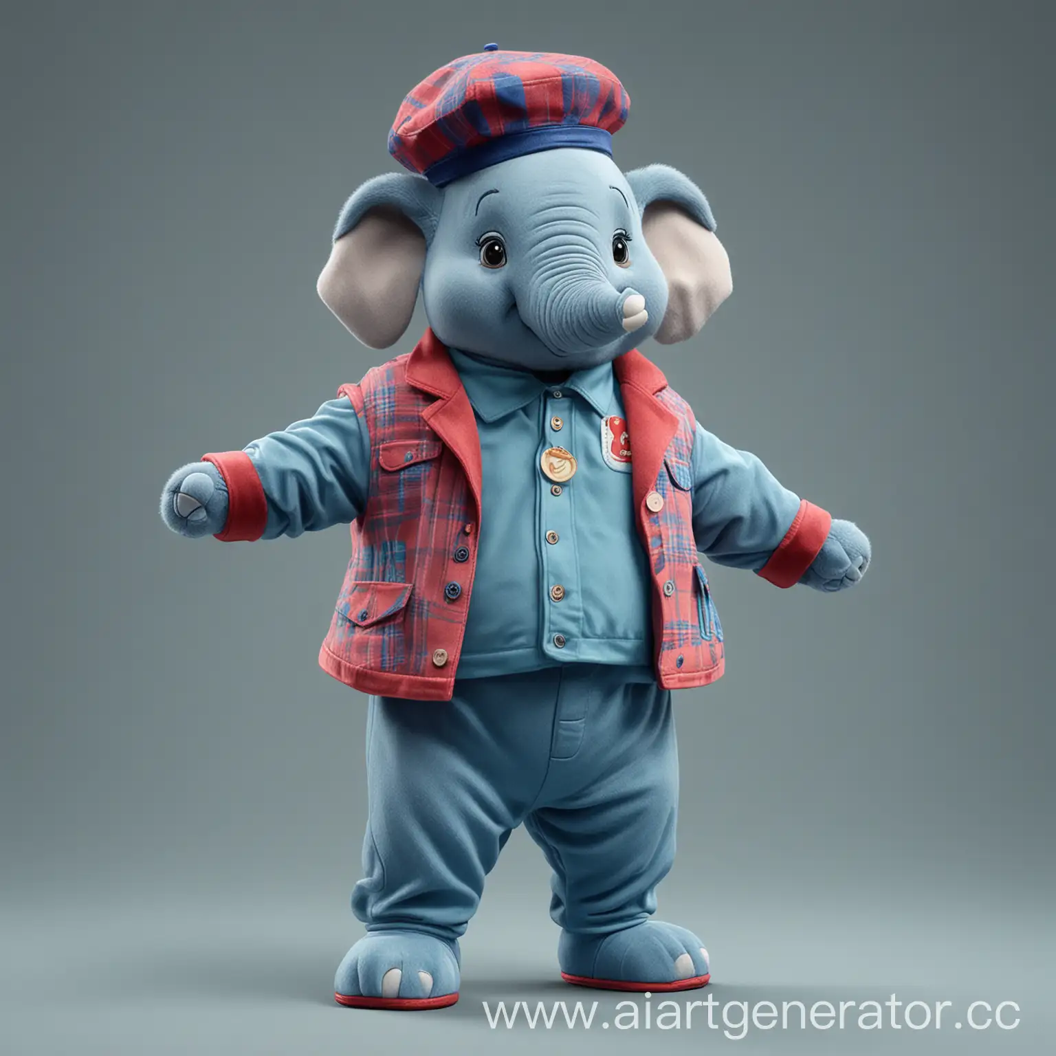 Chubby-Plush-Blue-Elephant-Dancing-at-90s-Style-Party