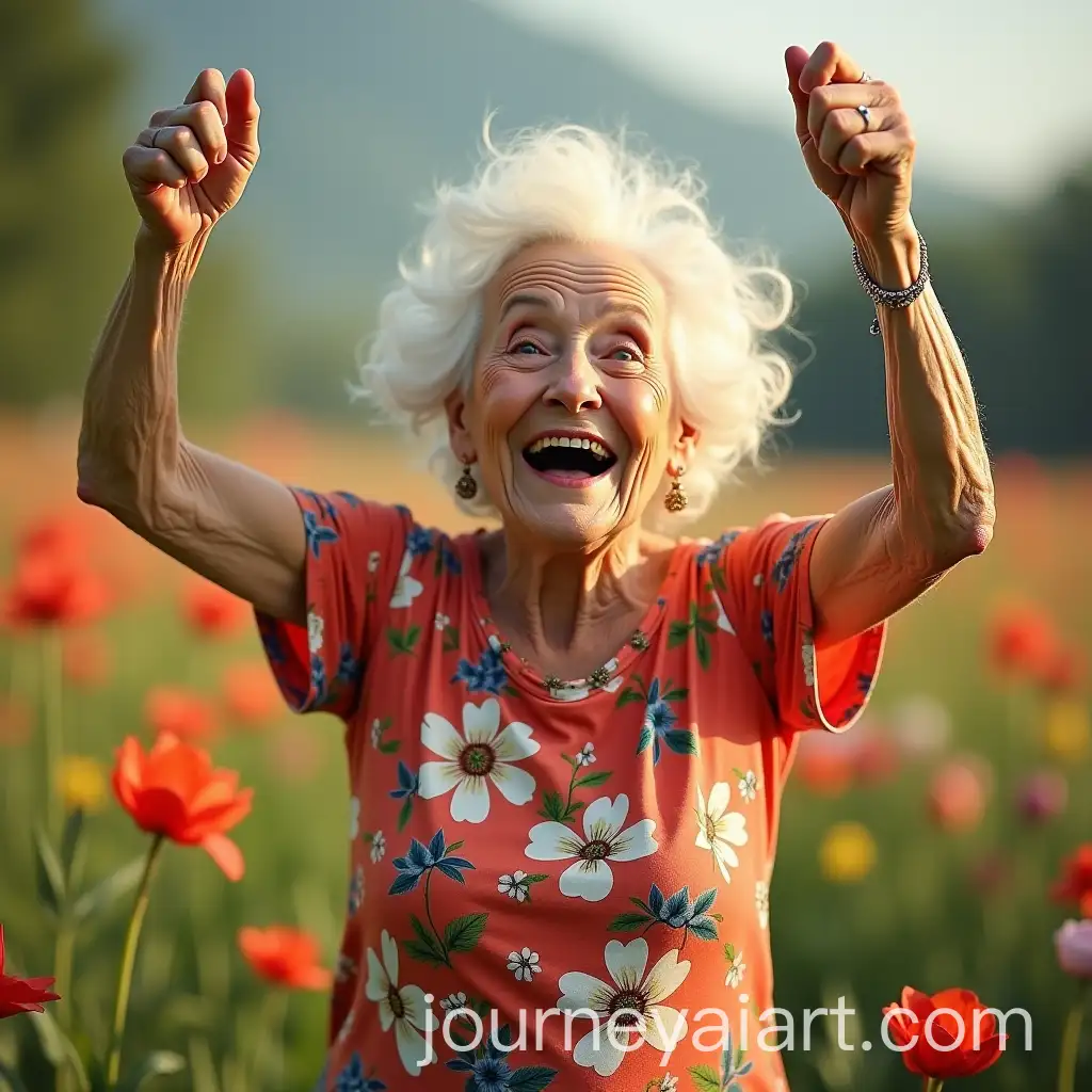 Smiling-Granny-Dancing-with-Flowers-in-a-Joyful-Celebration