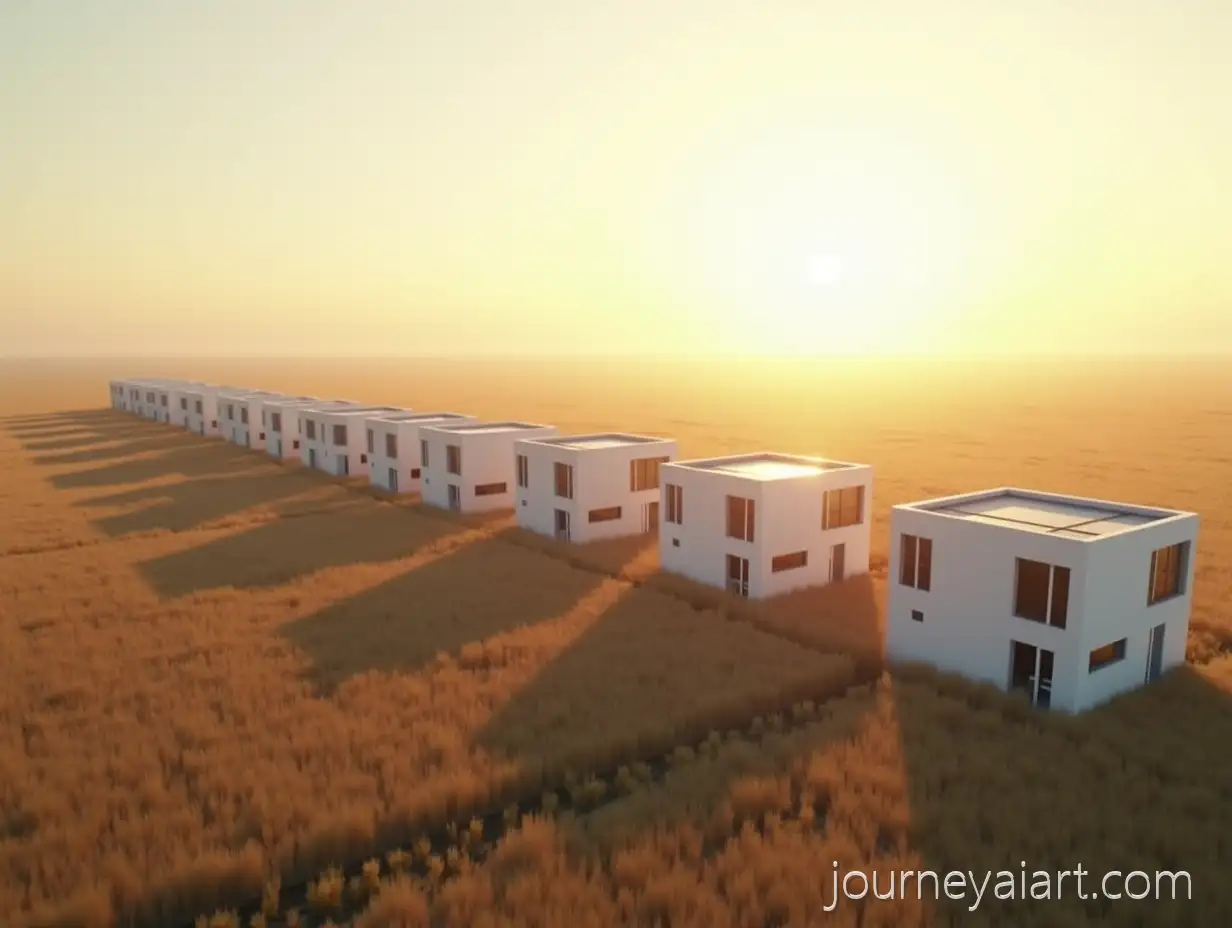 CinematicTownhouses-Growing-from-Ground-Aerial-View-of-Modern-Townhouses-Rising-from-the-Ground-at-Sunrise