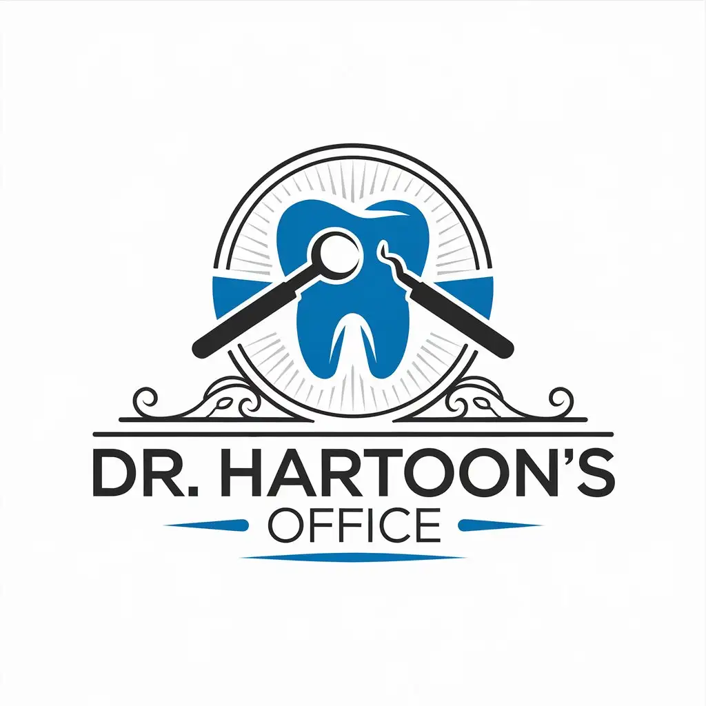 a vector logo design,with the text "dr. hartoon's office", main symbol:dental clinic,Moderate,clear background