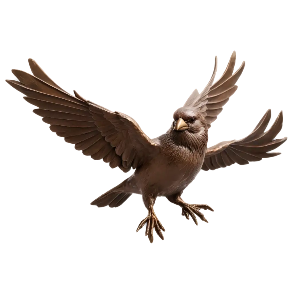 Bronze-Texture-Sparrow-Sculpture-PNG-PNG-Image-Prompt-Analysis-Detailed-Art-of-Spreading-Wings-in-HighQuality-Format
