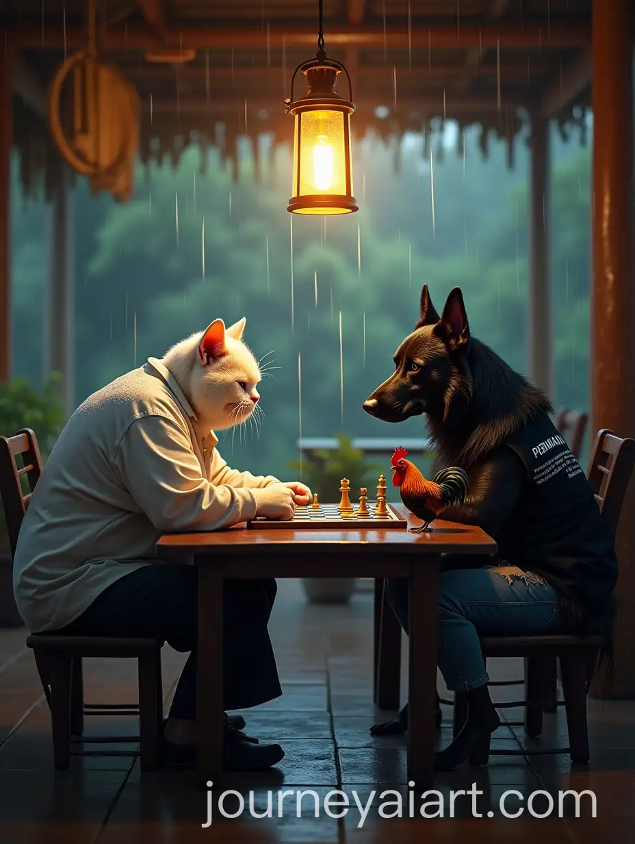 Cat-andAI-Image-Prompt-Expansion-Dog-Playing-Chess-in-Traditional-Indonesian-Warung
