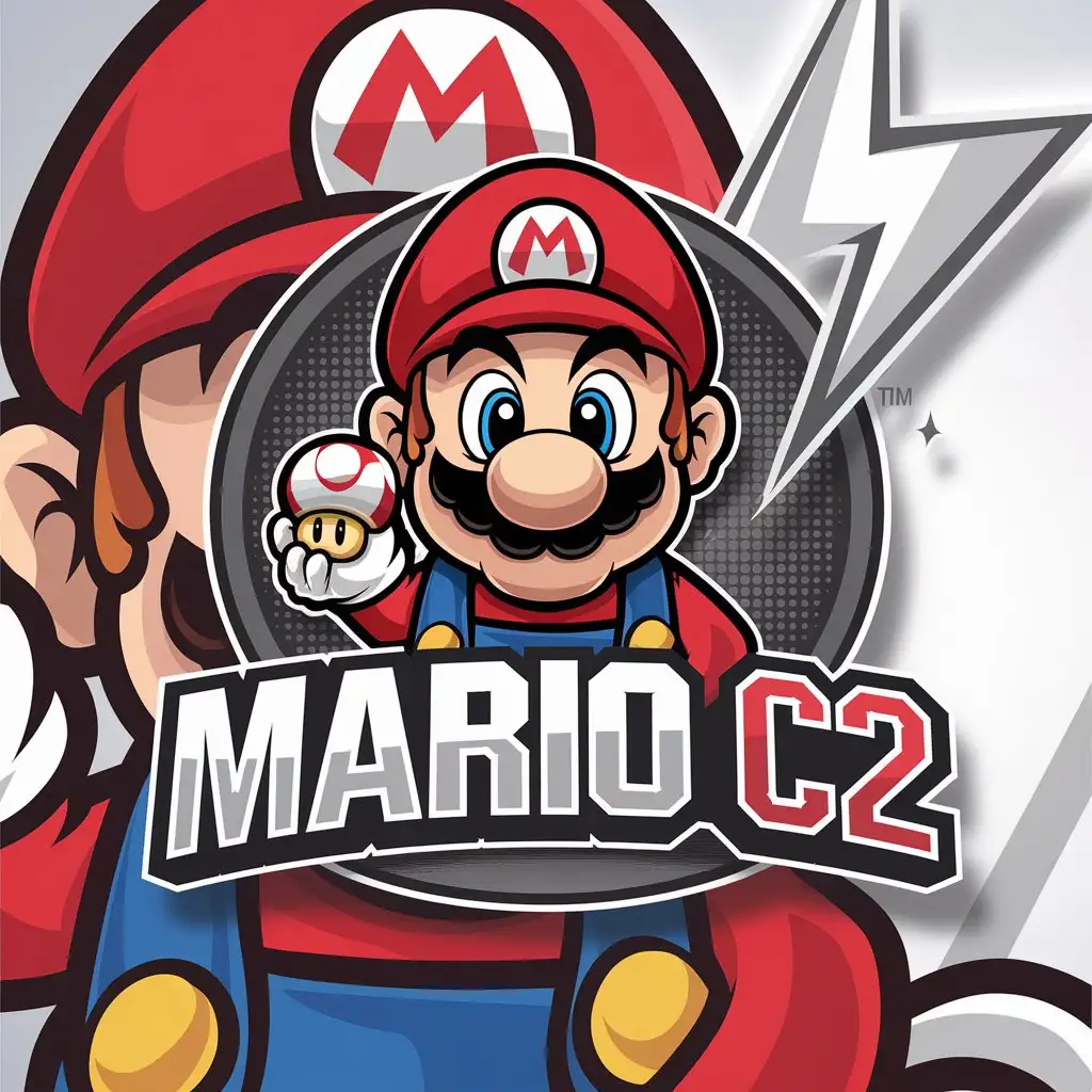 LOGO Design for Mario C2 Cyber Attack Aura Theme with Mario Game DDoS Elements