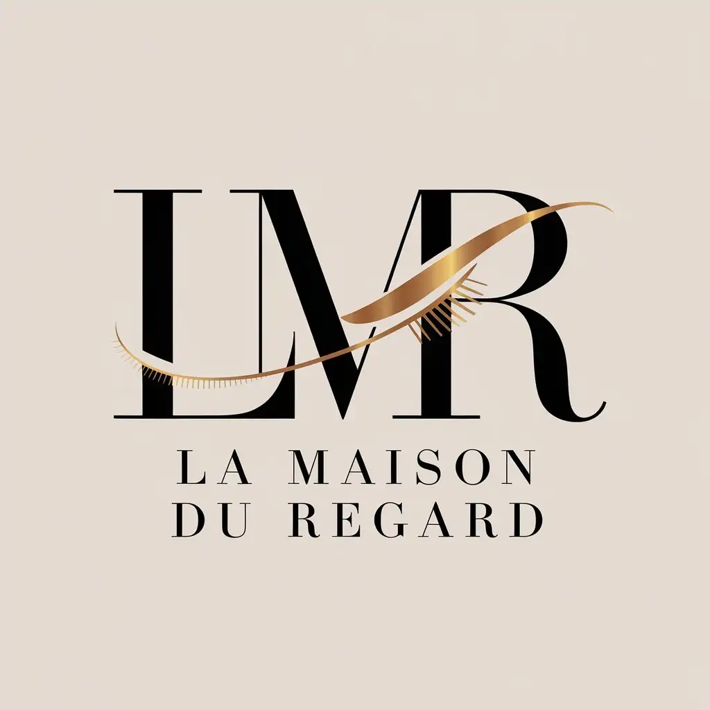 LOGO Design for La Maison du Regard Elegant LMR Initials with Luxurious Touches in Beige Black and Metallic Accents