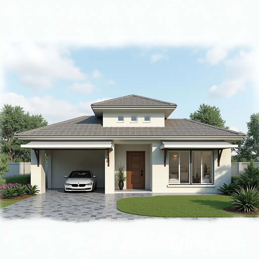 Elevation-Design-of-SingleStorey-Residence-with-Parapet-Wall-and-Front-Veranda