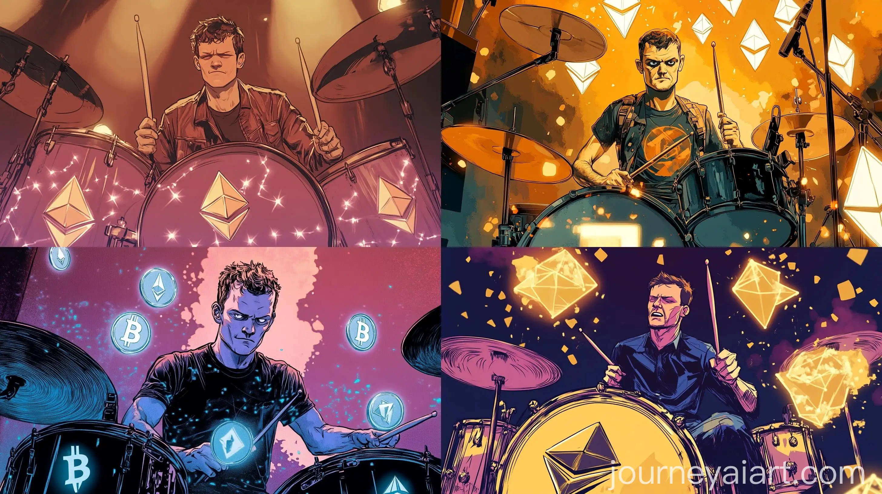 Comic-Style-Vitalik-Buterin-Playing-Drumset-with-ETH-Logos