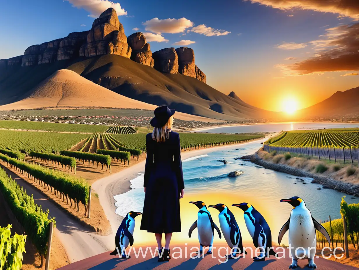 Wildlife-and-Scenic-Beauty-of-South-Africa-Girl-Surrounded-by-Penguins-Mountains-Vineyards-Lions-Giraffes-Cheetahs-Elephants-Ocean-and-Sunset