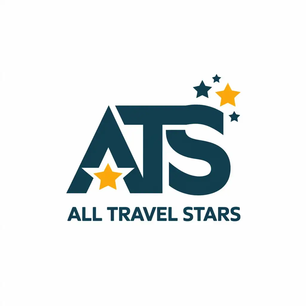 a vector logo design,with the text "All Travel Stars", main symbol:ATS,Moderate,be used in Travel industry,clear background