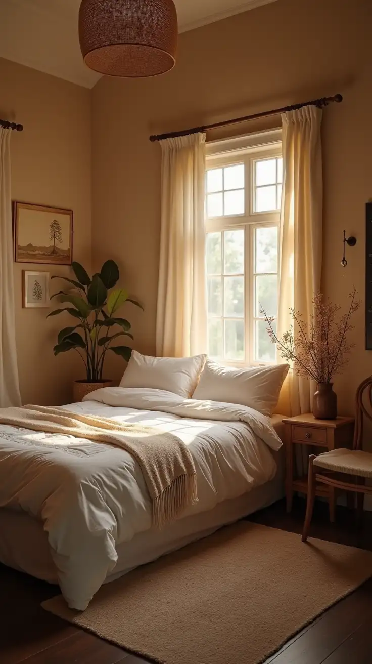 A serene bedroom, a studio/altar space. Each one has a soft glow or highlight indicating their importance for energetic balance.