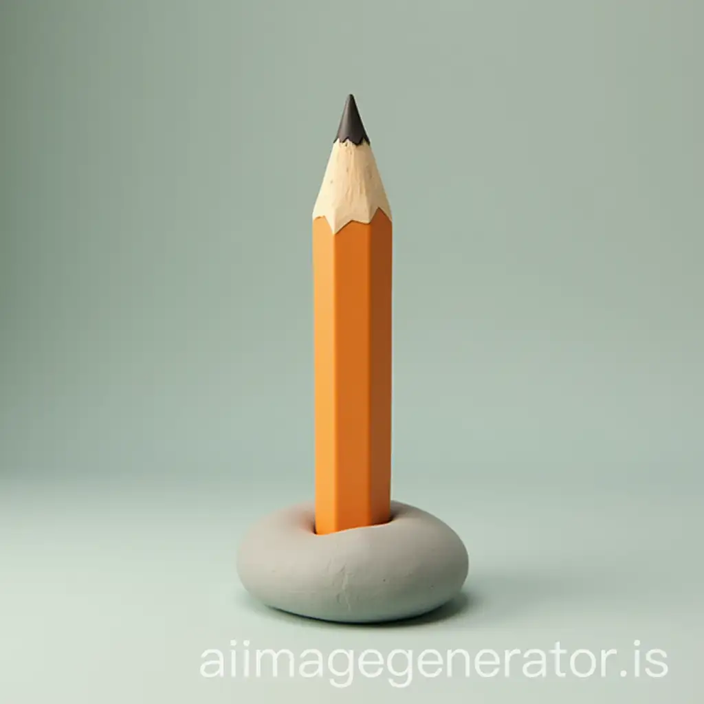 Pencil-Stuck-in-Rubber-Clay-Stand-Sculpture