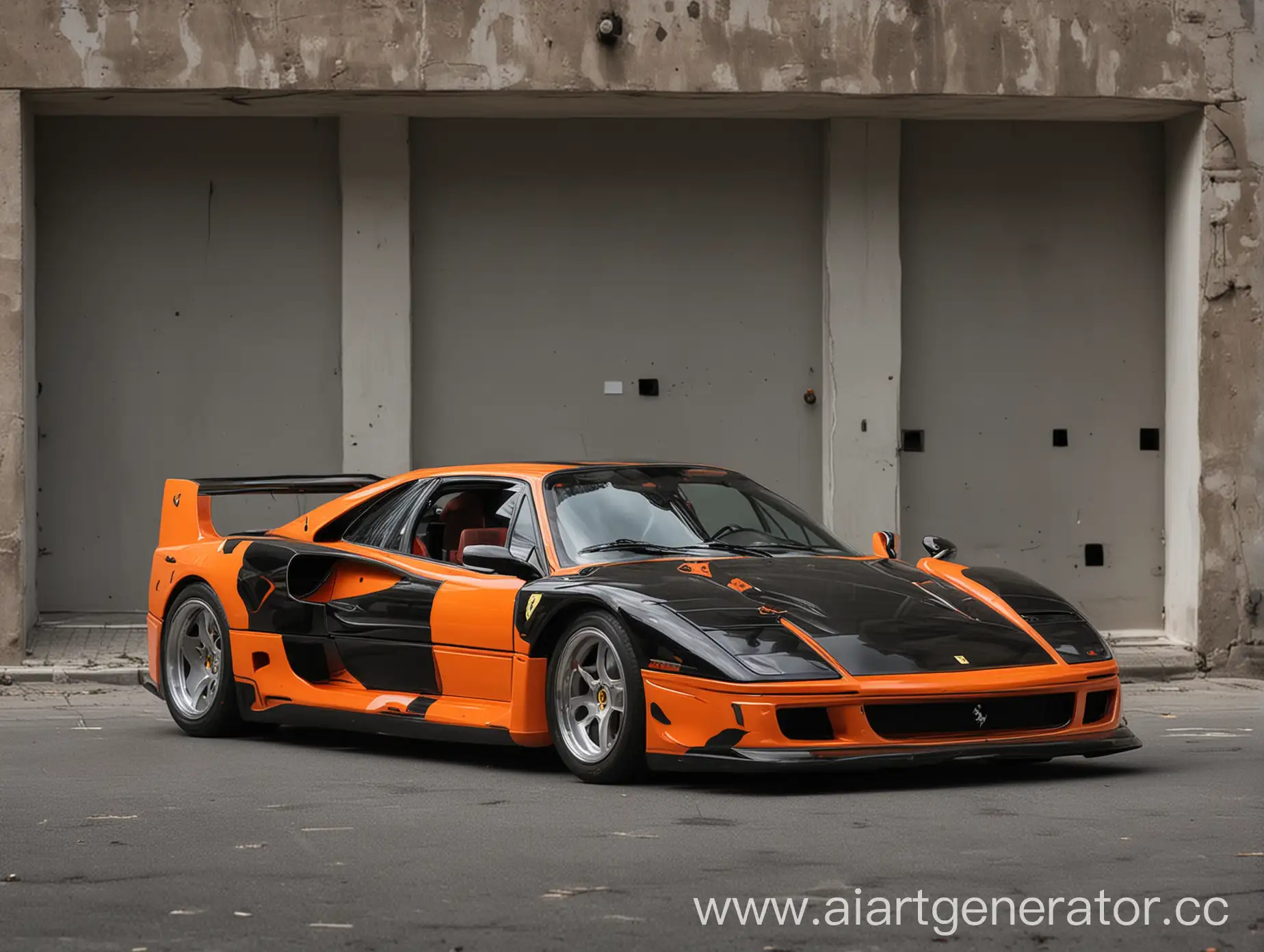 Sleek-Black-and-Orange-Ferrari-F40-Racing-Car