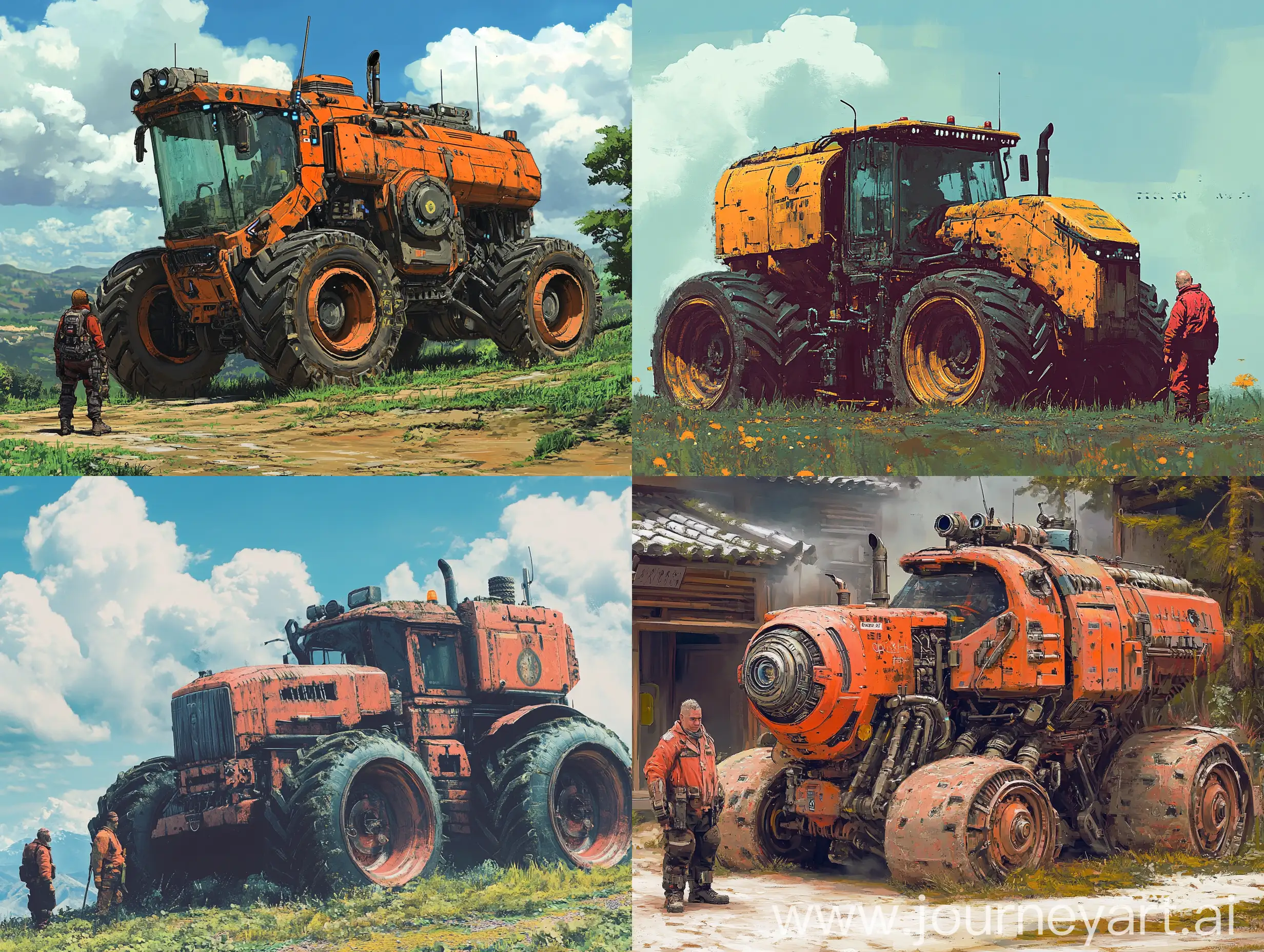 CyberpunkStyle-Tractor-and-Farmer-in-Futuristic-Agricultural-Landscape