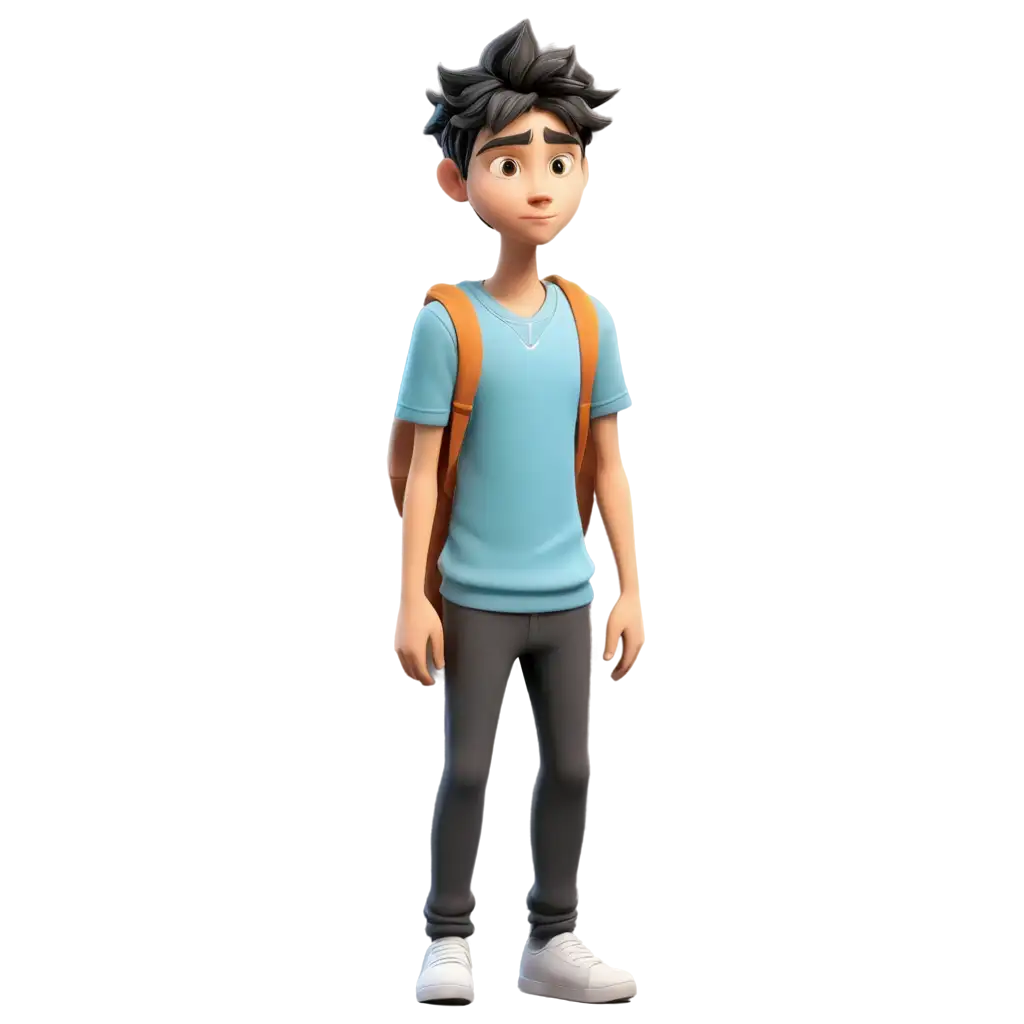 sad teenager cartoon 3d