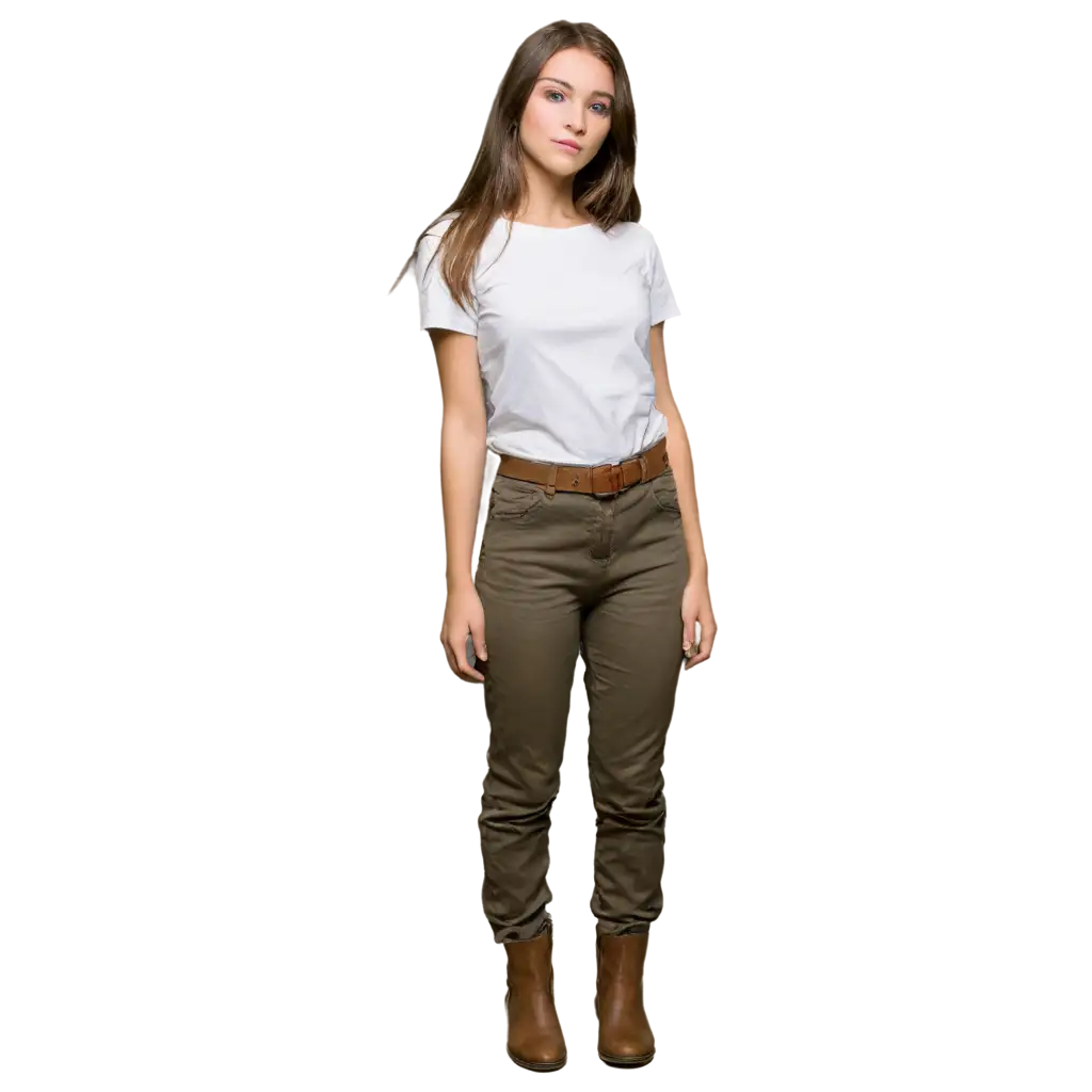 Beautiful-Girl-in-White-Shirt-and-Army-Pants-PNG-Image-for-Versatile-Design-Use