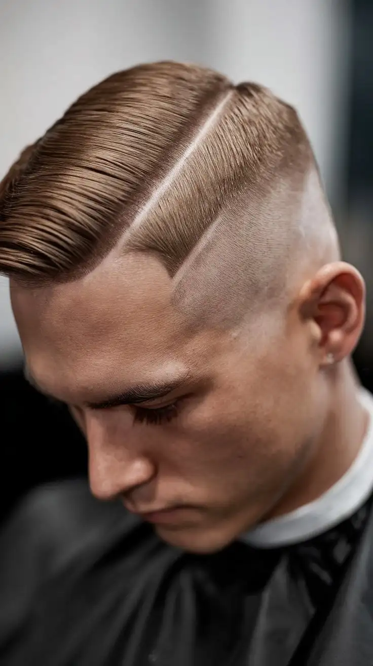 CloseUp-of-Man-with-Low-Fade-Haircut-and-Sharp-Side-Part-in-Studio-Lighting