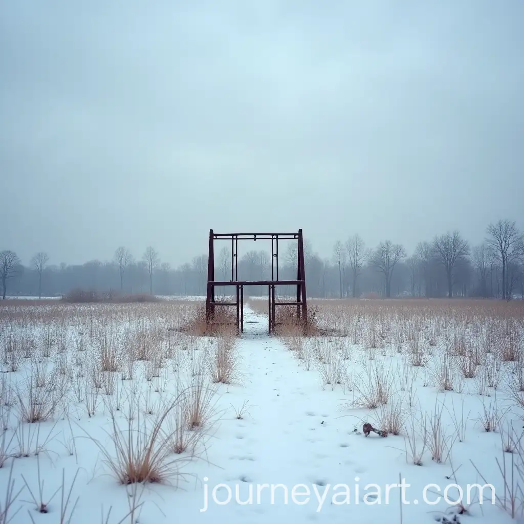 Abandoned-Rusty-Childrens-Playground-in-a-Wintery-Cloudy-Field