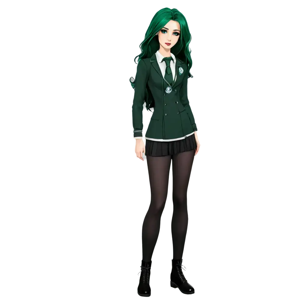 ANIMATION CHARACTER STYLE, 18 years older Cool-Girl，weraring slytherin deress